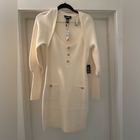 Express‎ Cream sweater mini dress size small NWT - Picture 3 of 10